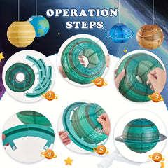 8pcs Outer Space Party Decorations - Hanging Planet Paper Lanterns