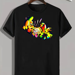 Pattern Print Men's Comfy Sports T-shirt Graphic Tee Summer Outdoor Clothes