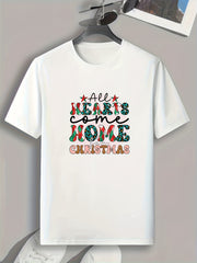 Christmas Letter Print Men's Sports T-shirt - Gift for Fitness Enthusiasts