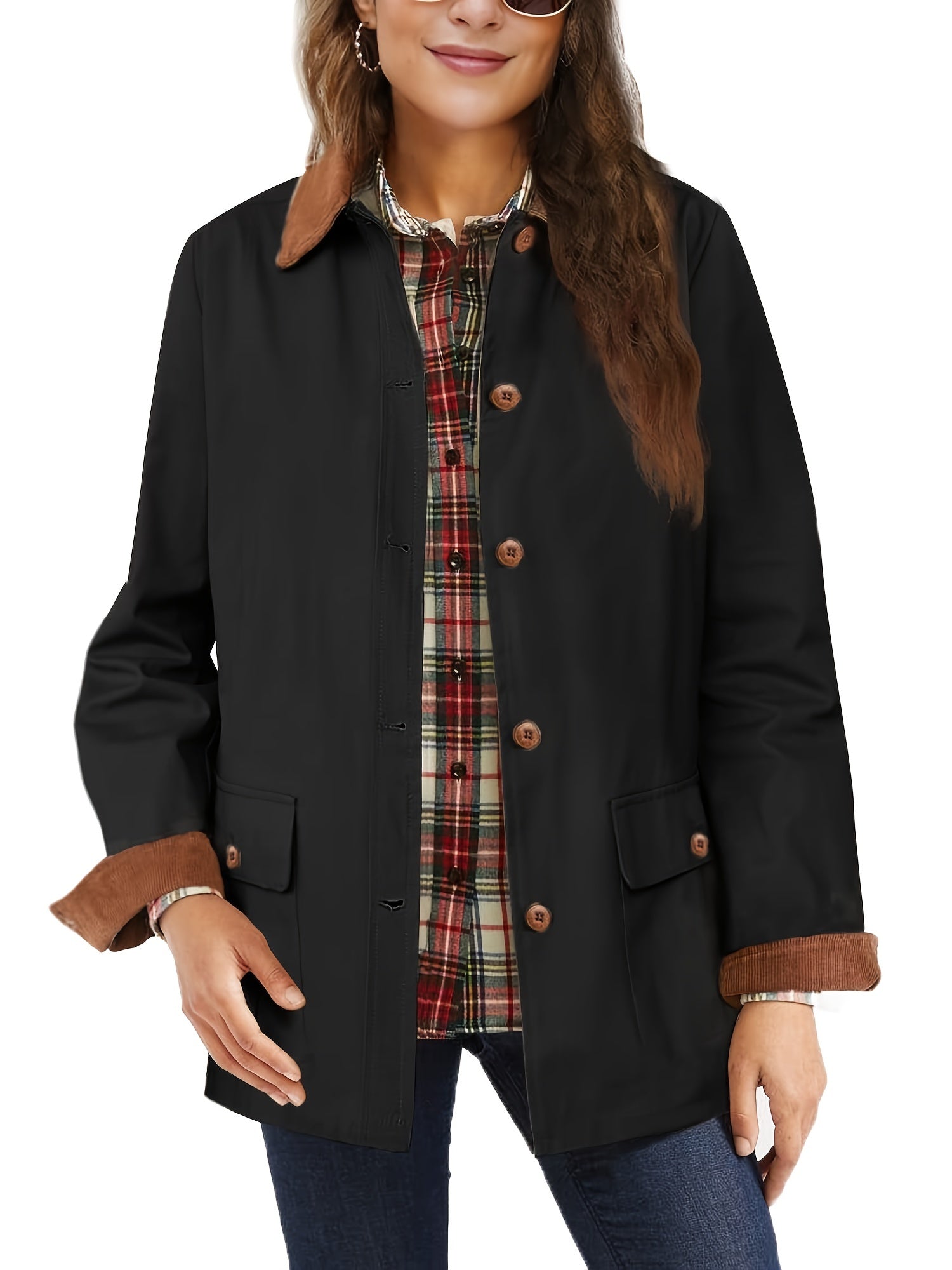 Button Front Jacket Collar Outerwear Spring Fall Women's Clothing