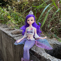 2pcs Mermaid Princess Dolls 17.7inch 3D Eyes Wedding Dress ABS Material