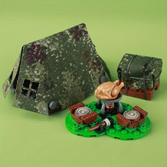 Camouflage Tent Campfire Building Blocks Toy