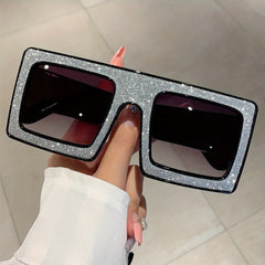 Sparkling Gradient UV400 Oversized Square Sunglasses for Party Beach Club