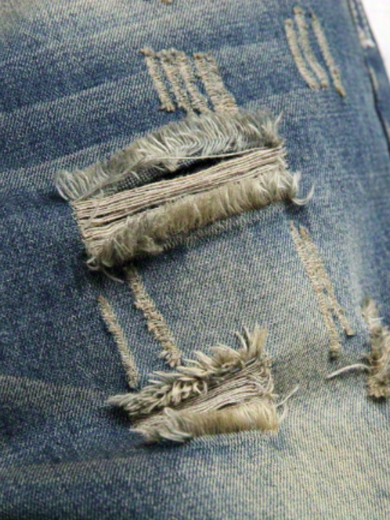 Men's Slim Fit Ripped Jeans Casual Street Style Vintage Denim Pants