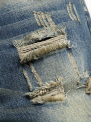 Men's Slim Fit Ripped Jeans Casual Street Style Vintage Denim Pants