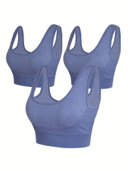 3 Pack Plus Size Striped Seamless Sports Bras Set