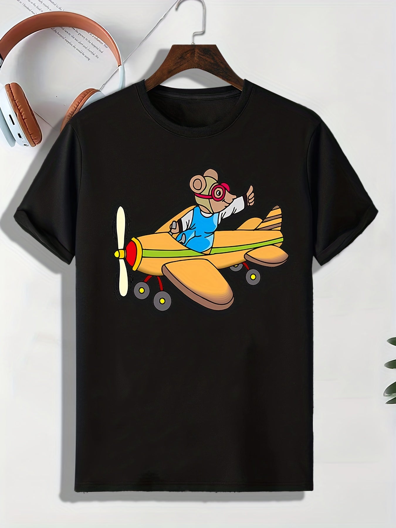 Men's Cartoon Animal Pattern T shirt Active Slightly Stretch Tee