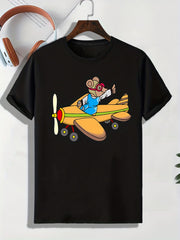 Men's Cartoon Animal Pattern T shirt Active Slightly Stretch Tee