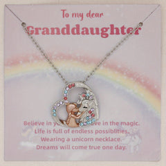 Girl & Unicorn Heart Pendant Necklace Holiday Gift