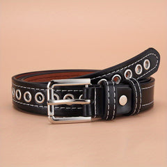 Punk PU Leather Casual Belt with Metal Square Buckle
