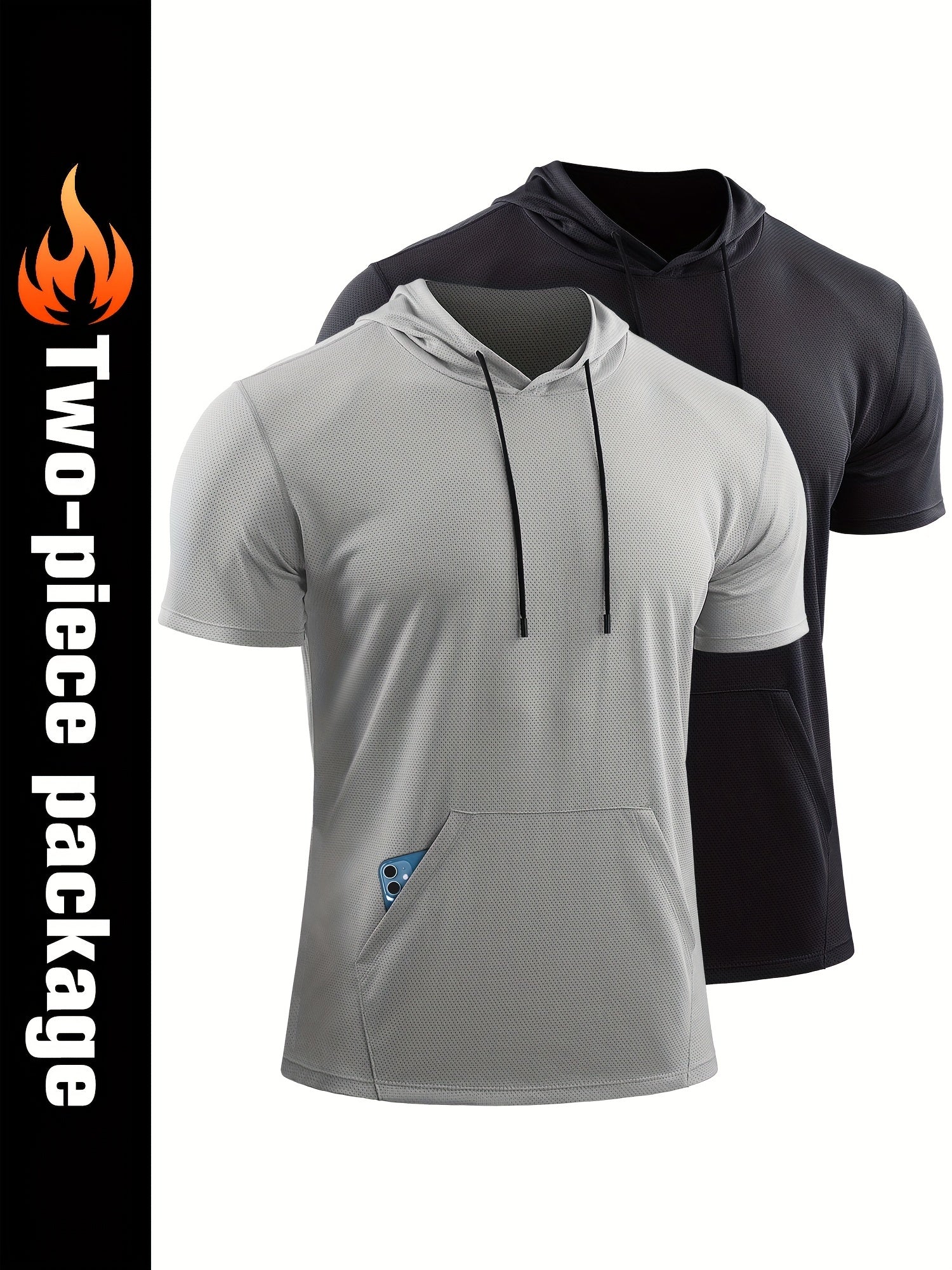 Men's Quick Dry Active Hoodie Short Sleeves Sweatshirt