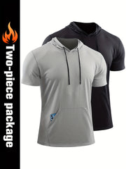 Men's Quick Dry Active Hoodie Short Sleeves Sweatshirt