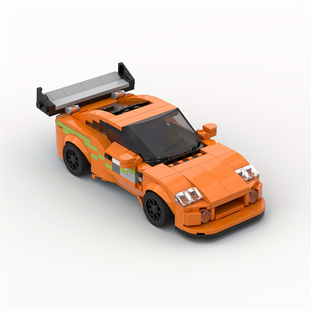 370pcs Orange Sports Car Model Building Block Set