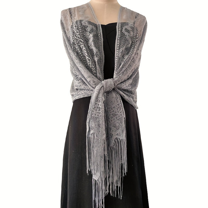 Floral Lace Scarf Tassels Shawl Bridesmaid Cover Up Wraps