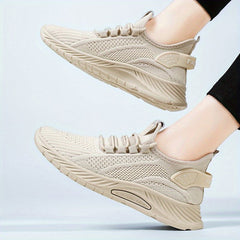 Women's Breathable Woven Sneakers Lace Up Outdoor Shoes Lightweight Mesh Sport