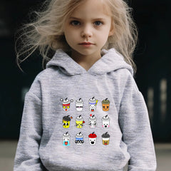Kids Cartoon Coffee Cups Print Hoodie & Pants Set