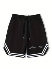 Men's Streetwear Shorts Letter Print Drawstring Stretchy Short Pants