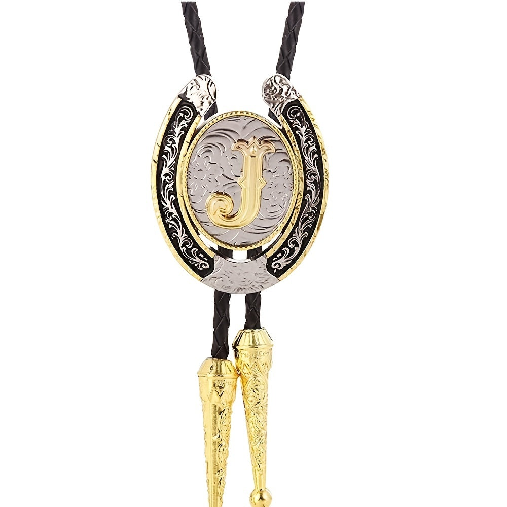 Round Natural J Bolo Tie Western Cowboy Shirt Accessory