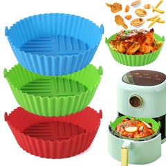 3pcs Air Fryer Silicone Liners Pot For 3-5 QT Air Fryer Reusable Baking Tray
