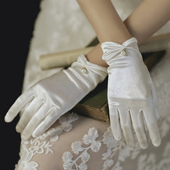 Vintage Bridal Gloves Lace Faux Pearl Wedding Accessories