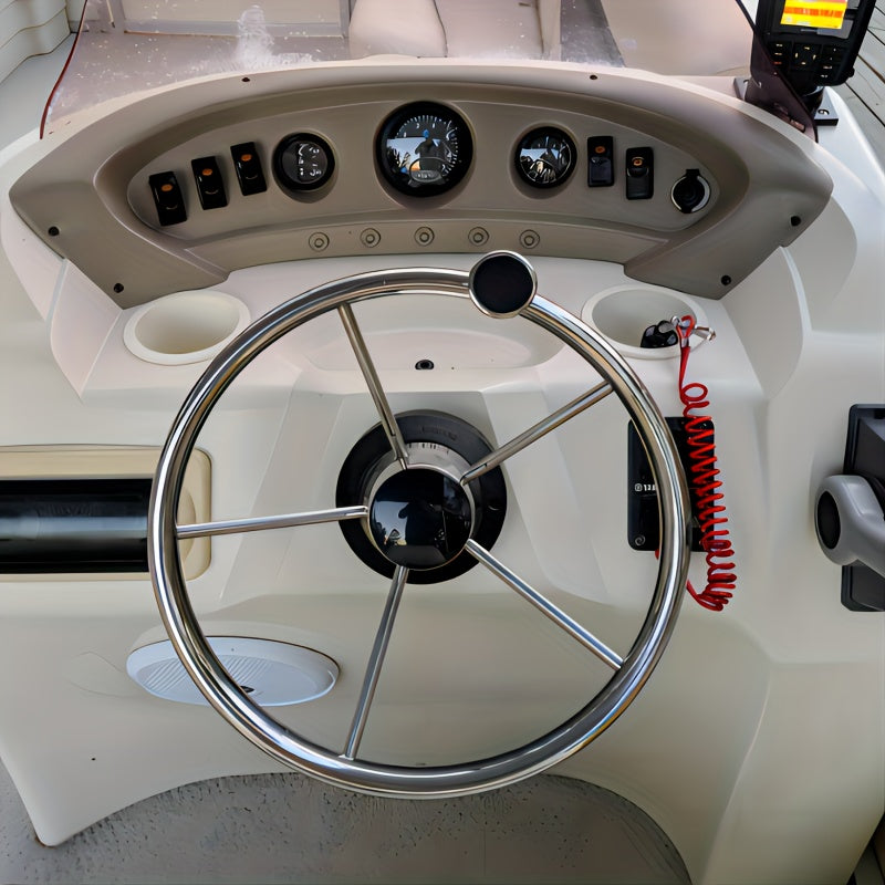 Stainless Steel 5 Spoke Steering Wheel with Knob - Boat Marine Accessories