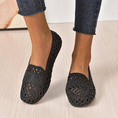 Women's Hollow Out Flat Sandals Close Toe Slip On Shoes Casual Flats