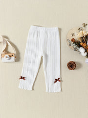 Baby Girl's Cable Knit Legging Pants with Bowknots