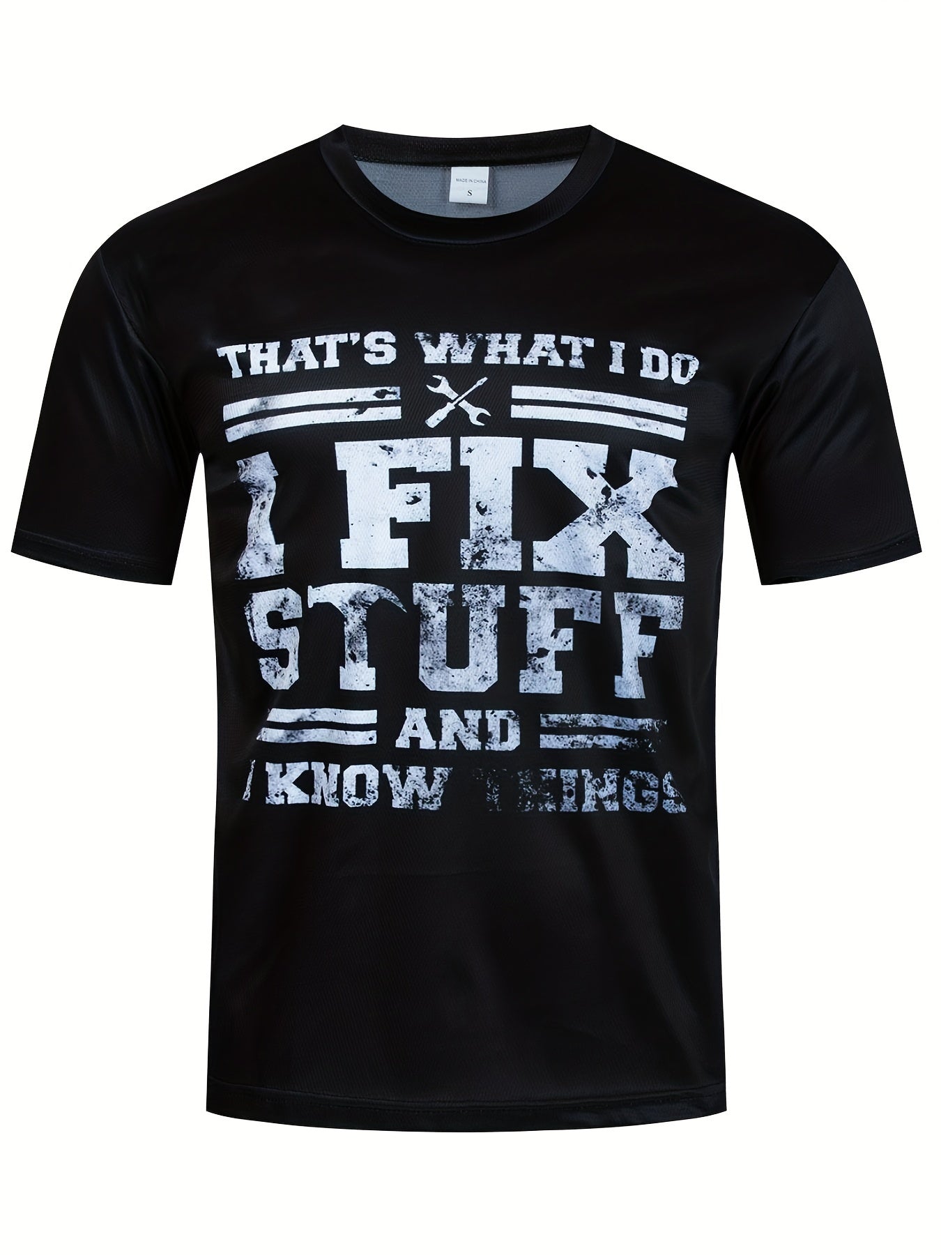 Men's Breathable Letter Print T Shirt for Running and Training
