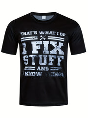 Men's Breathable Letter Print T Shirt for Running and Training