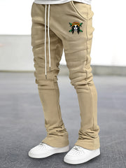 Skull Pattern Flared Trousers Men's Street Style Joggers