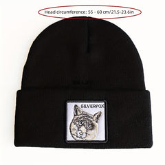Knitted Brimless Hat Embroidered Beanie
