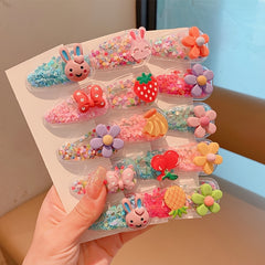 5pcs Kids Candy Hair Clips Girls Hair Accessories Set Fruit Flowers Rainbow