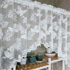 Purple Butterfly Flower Valance Sheer Curtain Tulle Short Valance