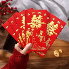 6pcs Hot Stamping Red Envelope Chinese Red Packet Money Bag