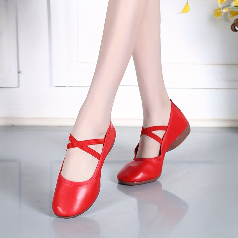 Women's Solid Cross Strap Soft Sole Ballet Dance Shoes