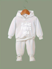 Papa's Idea Pattern Hoodie & Sweatpants Set