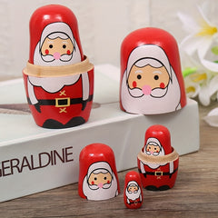 5pcs Christmas Santa Claus Nesting Dolls Hand Painted Souvenir Gift