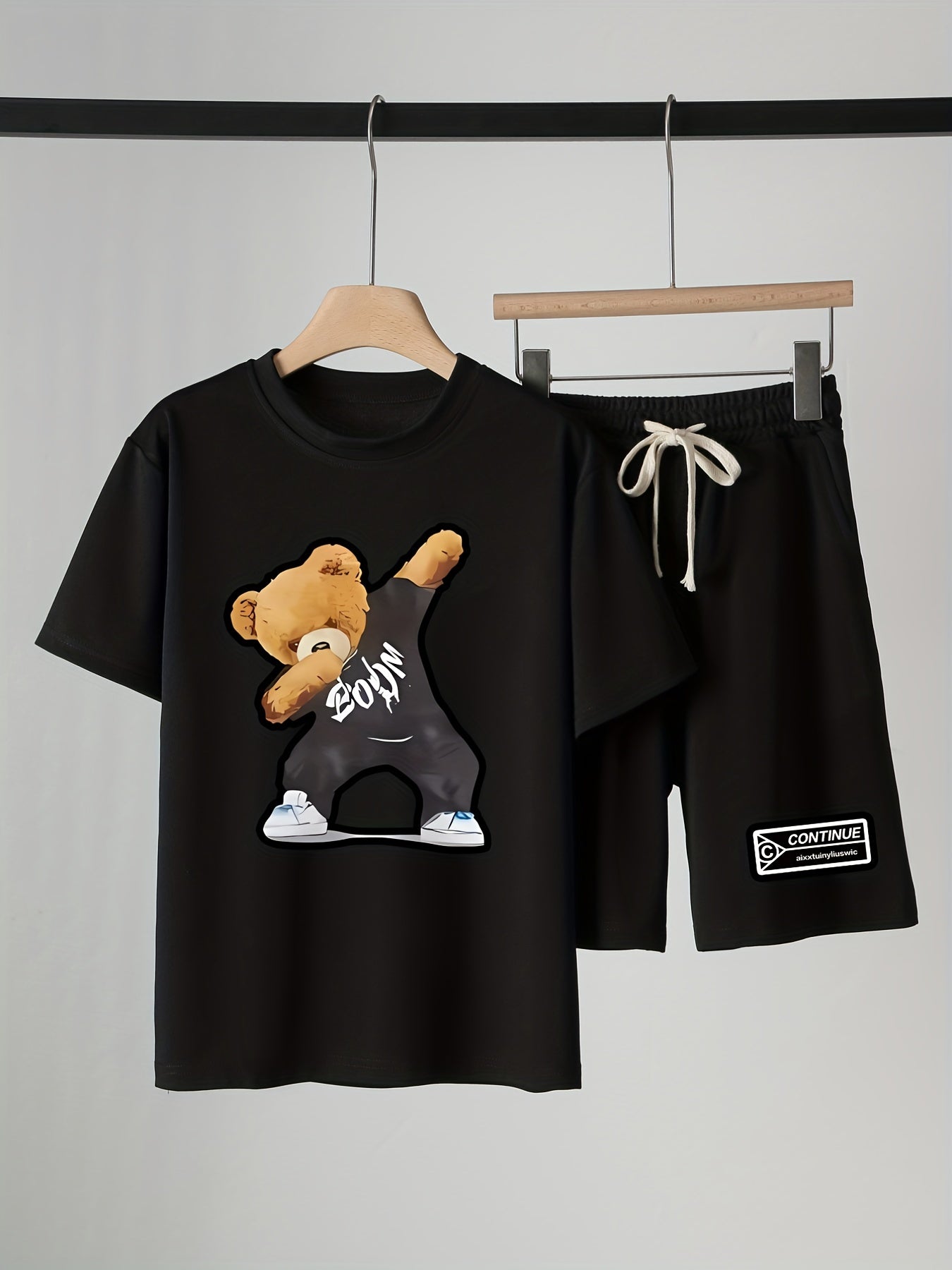 Boys Dancing Bear Graphic Print T-Shirt & Shorts Set