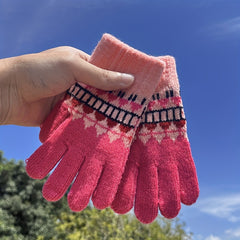 Warm Knitted Gloves for Kids, Full Finger Gloves, Ages 4-9