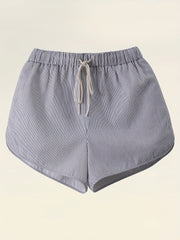 Women's Plus Stripe Print Rhinestone Drawstring Loose Shorts