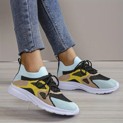 Women's Block Athletic Sneakers Lace up Running Shoes