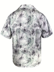 Flower Print Men s Casual Short Sleeve Hawaiian Shirt With Chest Pocket