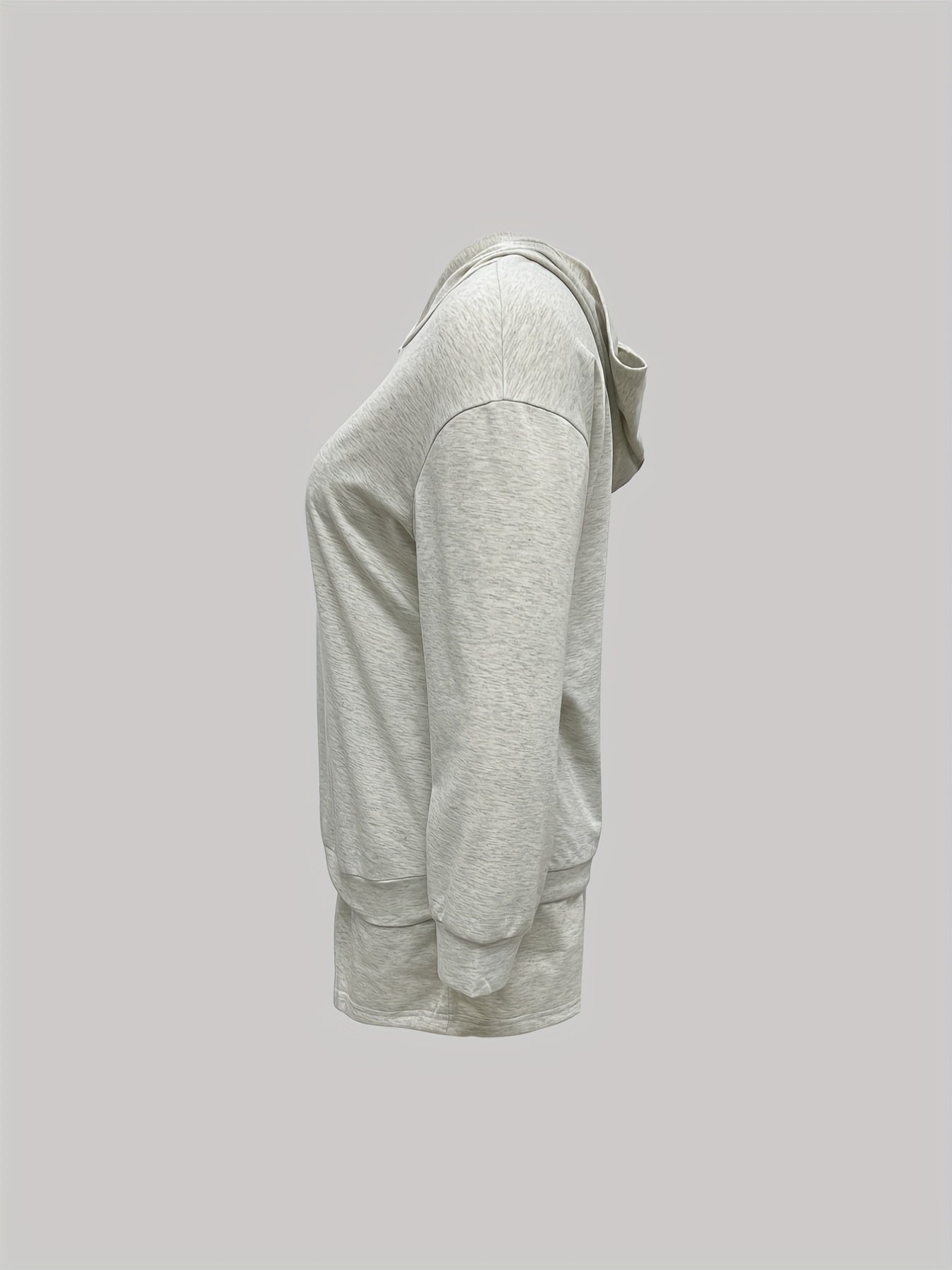 Solid Long Sleeve Hoodie & Shorts Outfits Set