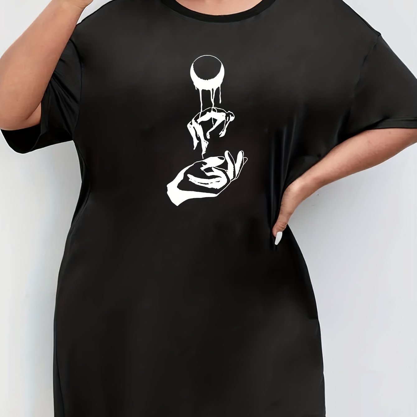 Graphic Print Short Sleeve Sleep Dress
