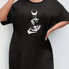 Graphic Print Short Sleeve Sleep Dress