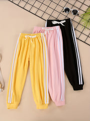 3pcs Kids Fleece Jogger Pants Warm Side Stripe Sweatpant