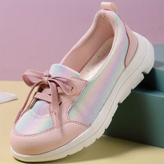 Women's Mesh Lace Up Slip on Walking Shoes Casual Flats
