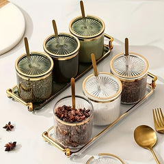 Transparent Nut Jar With Lid Fruit Bowl With Tray