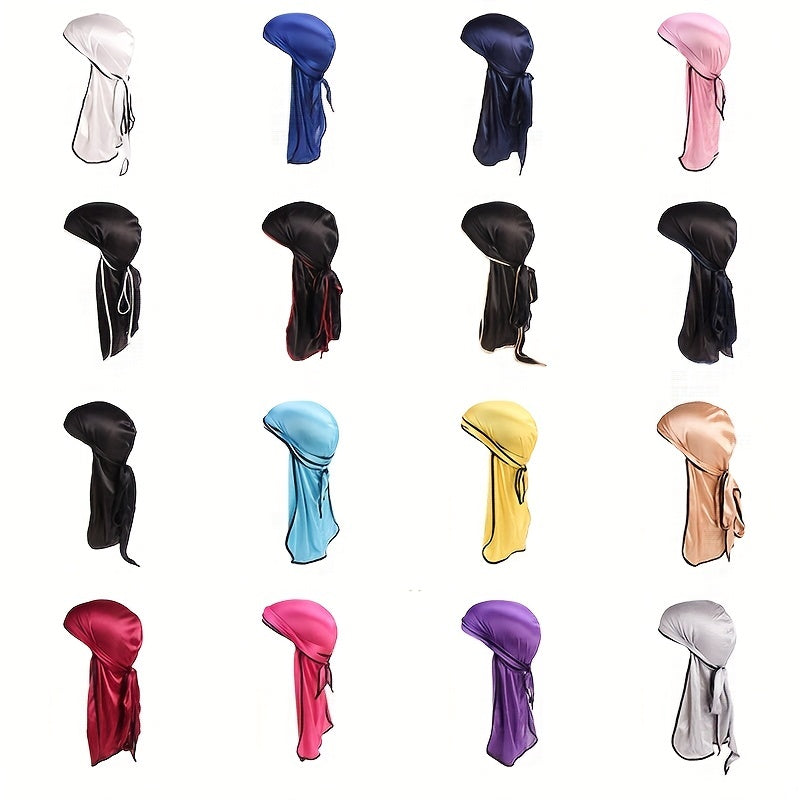 Unisex Satin Breathable Bandana Hat Silky Durag Do Doo Du Rag Headwrap