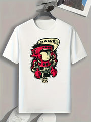 Cartoon Print Men's Graphic T-shirt for Summer